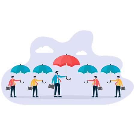 Group of holding umbrella in hand  Illustration