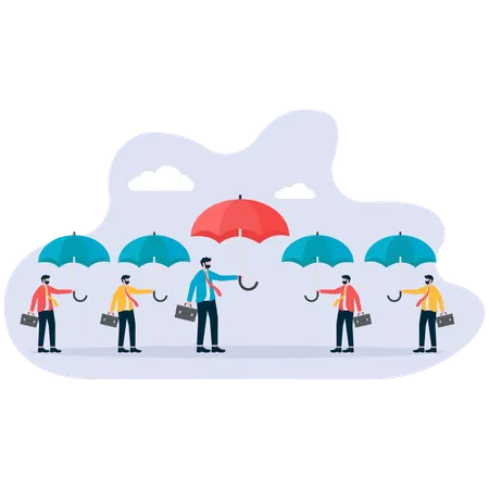 Group of holding umbrella in hand  Illustration