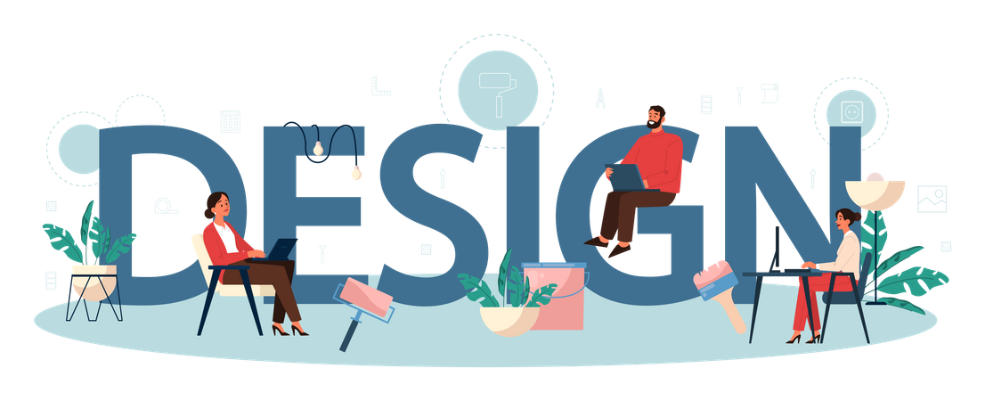 Group of interior designers  Illustration