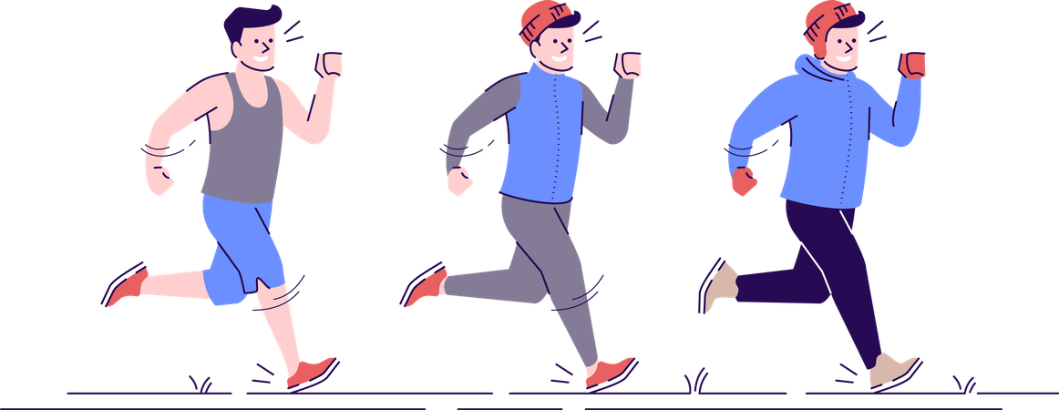 Group of man doing morning jogging Illustration