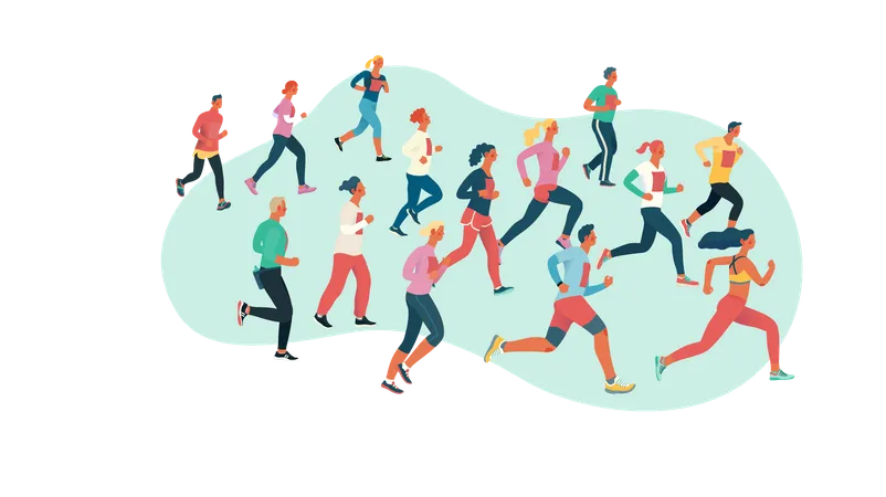 Group of Marathon runners Illustration
