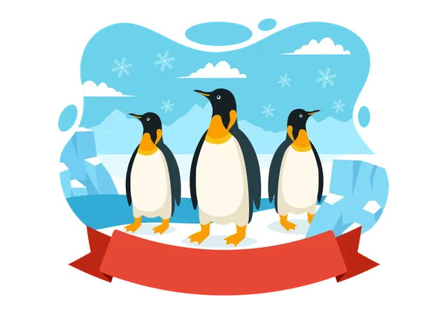Group of penguin standing together  Illustration