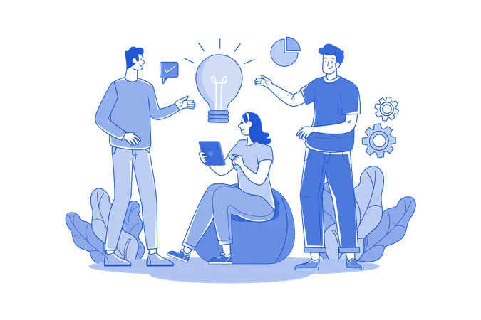 Group Of People discussing about business idea  Illustration