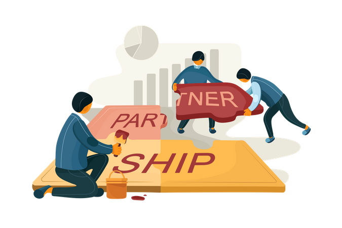 Group of people doing partnership in business  Illustration