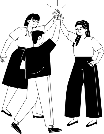 Group of people give five each other  Illustration