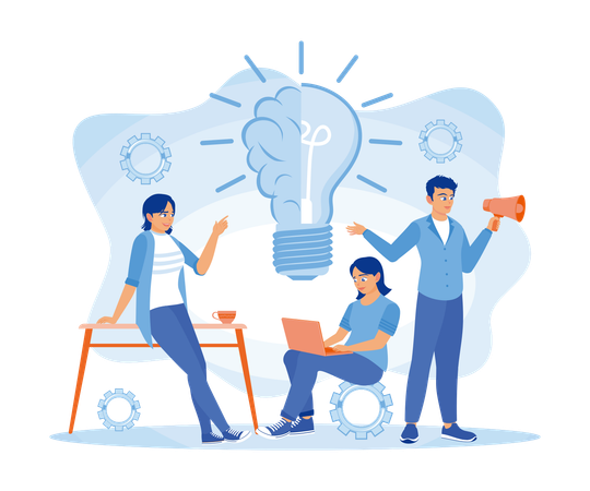 Group of people holding meeting while Looking for new ideas towards success  Illustration