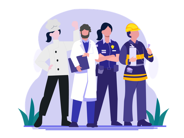 Group Of People In Different Profession  Illustration