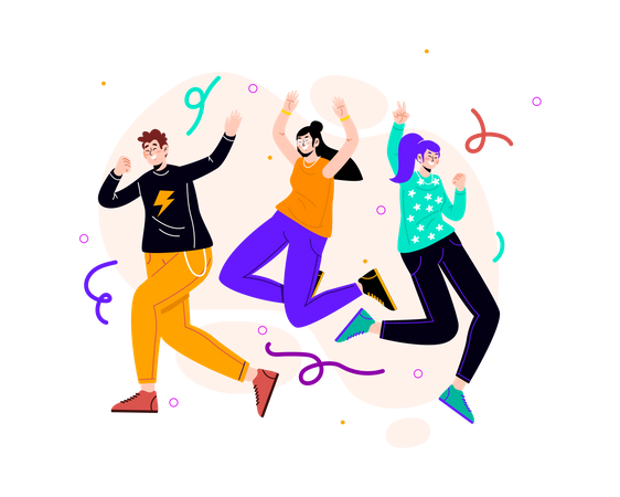 Group of people jumping  Illustration