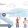 illustrations of boarding the plane