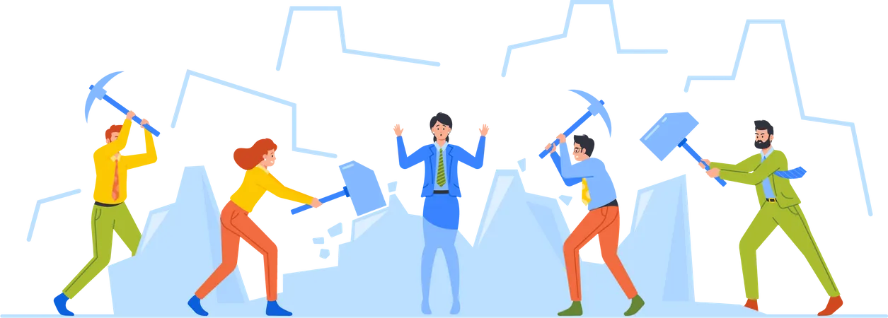 Business Characters Ice Breaking Activity Illustration