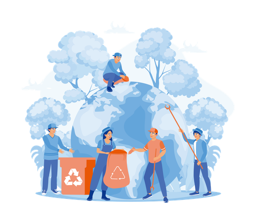 Group Of People Working On Recycle Management  Illustration