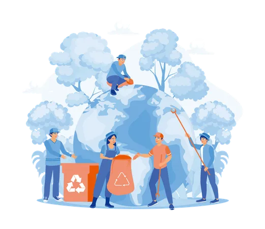 Group Of People Working On Recycle Management  Ilustración