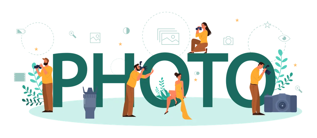 Group of professional photographer  Illustration