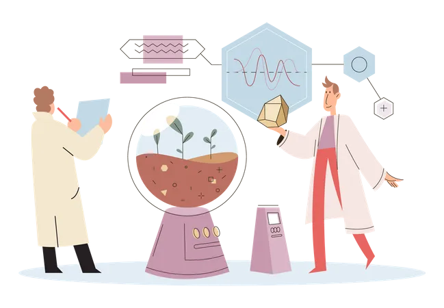 Group of scientist working on soil exploration  Illustration