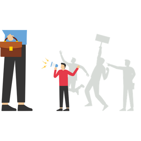 Group of staff against protest of rights  Illustration