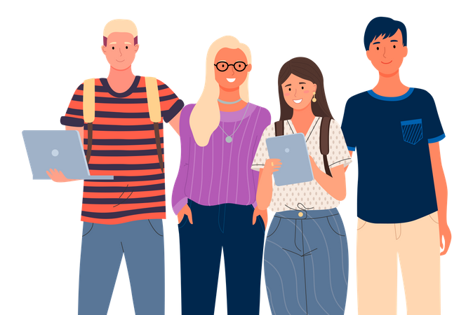 Group of university students  Illustration