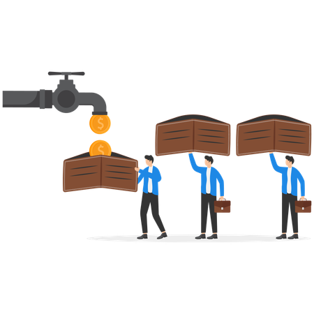 Group of various employees with empty wallets  Illustration