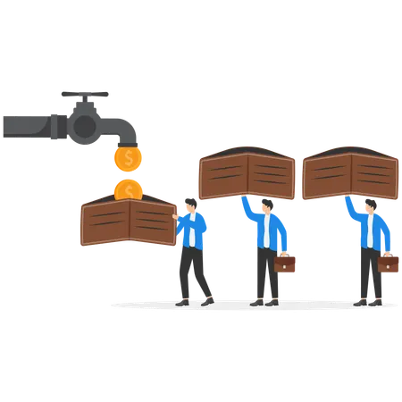 Group of various employees with empty wallets  Illustration