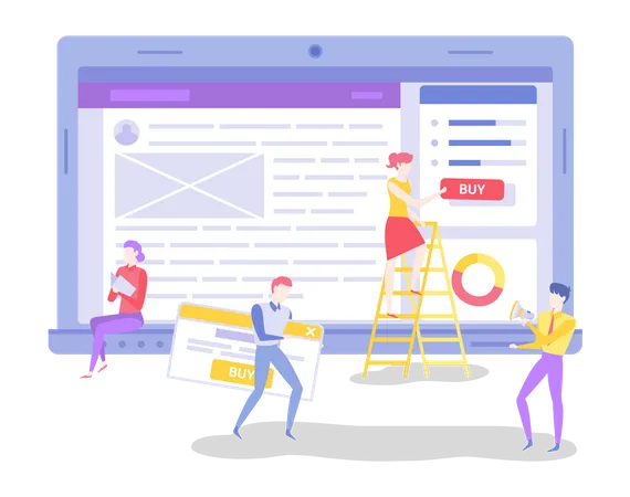 Group of web developer working on a website  Illustration