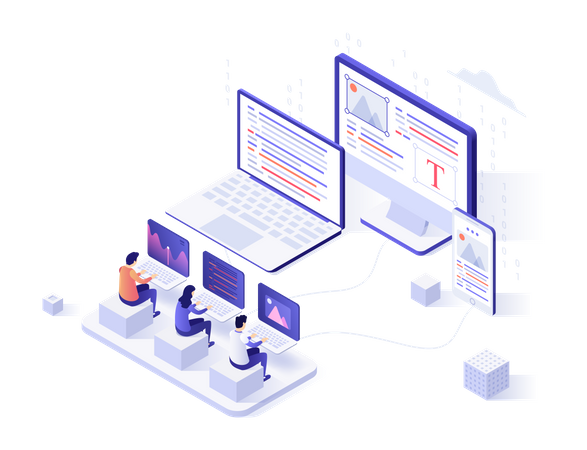 Group of web developers  Illustration