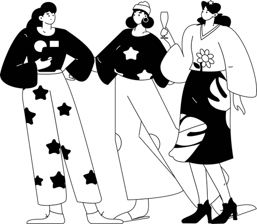 Group of woman talking to each other  Illustration