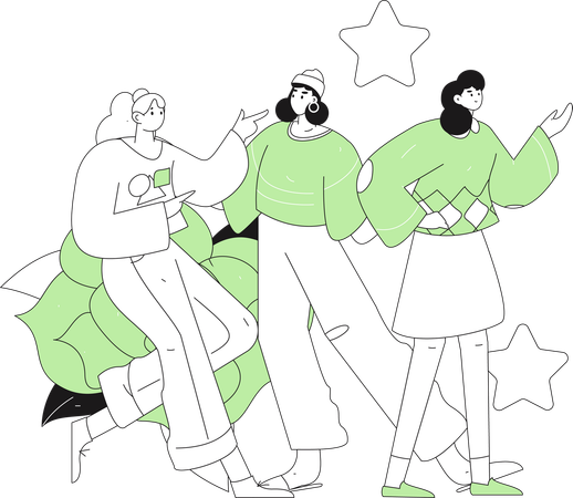 Group of woman talking to each other  Illustration
