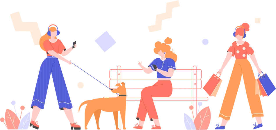 Group of women in the park Illustration