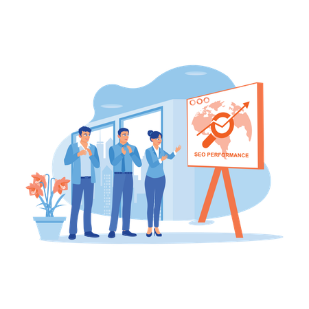 Group Of Young Businesspeople Standing In Conference Room  Illustration