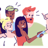 illustrations of group selfie