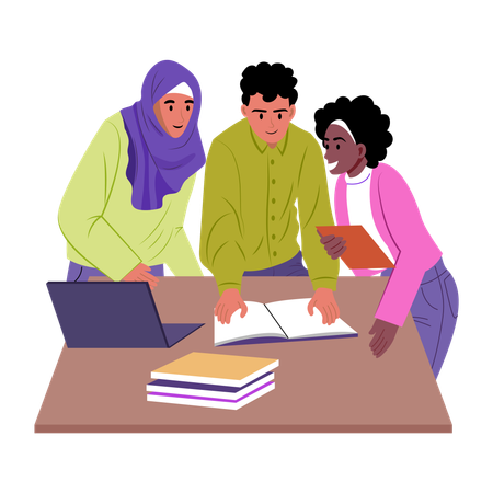 Group study done by friends  Illustration