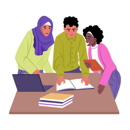 Group study done by friends  Illustration