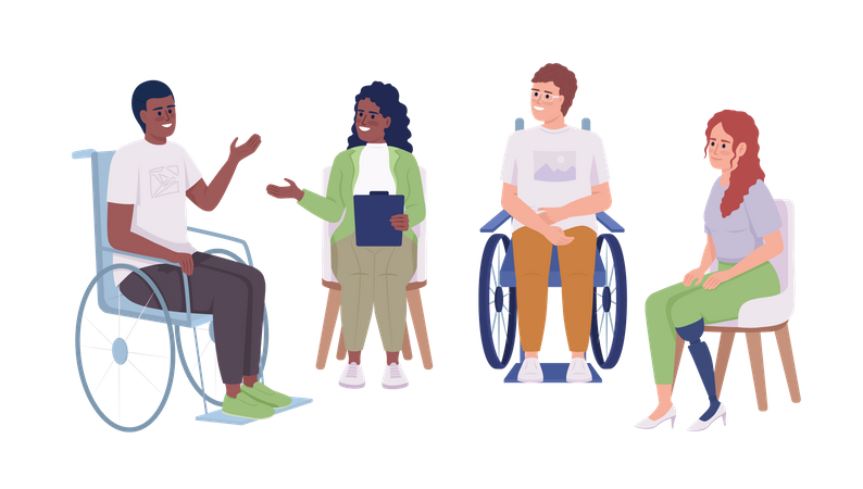 Group therapy for disabled patients  Illustration