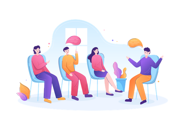 Group therapy for people psychology Illustration