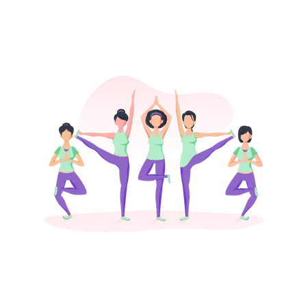 Group yoga pose  Illustration