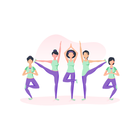 Group yoga pose  Illustration