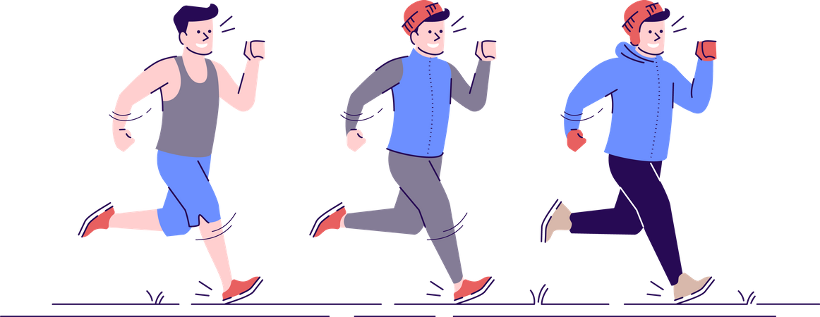 Groupe d'hommes faisant du jogging matinal  Illustration