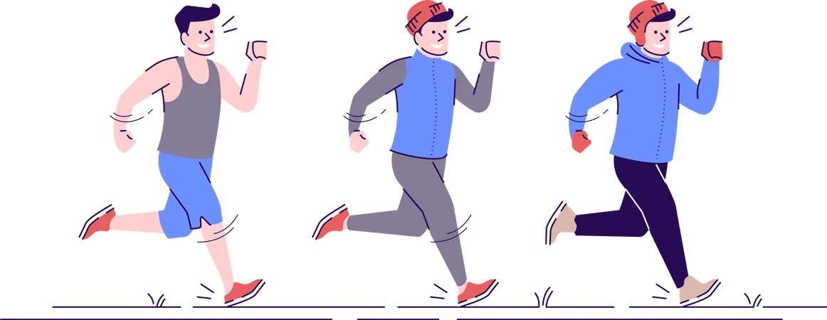 Groupe d'hommes faisant du jogging matinal  Illustration