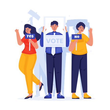 Groupe de personnes en campagne électorale pour la liberté de vote  Illustration