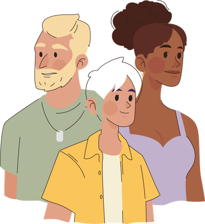 Groupe de personnes multiraciales  Illustration