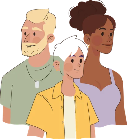 Groupe de personnes multiraciales  Illustration