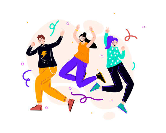 Groupe de personnes sautant  Illustration