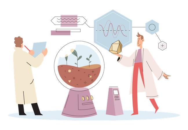 Groupe de scientifiques travaillant sur l'exploration des sols  Illustration