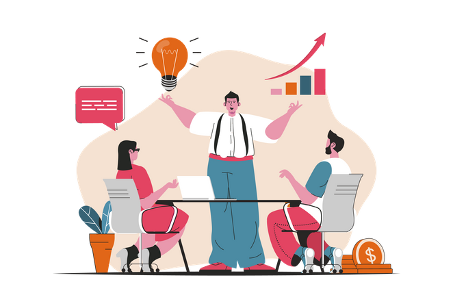 Groupe d'entreprises développant des idées créatives  Illustration
