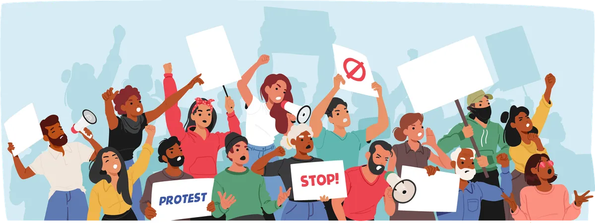 Groupe diversifié participant à une manifestation  Illustration