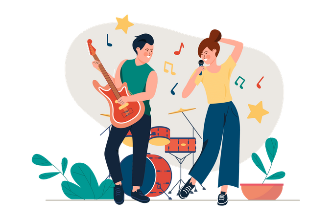 Groupe musical effectuant  Illustration