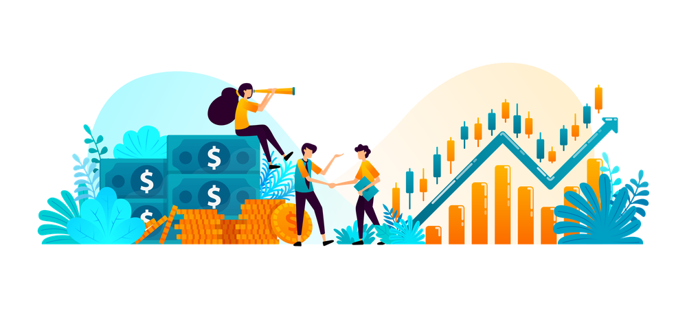 Grow asset of financial investors with market investment choices with finance and investment managers  Illustration