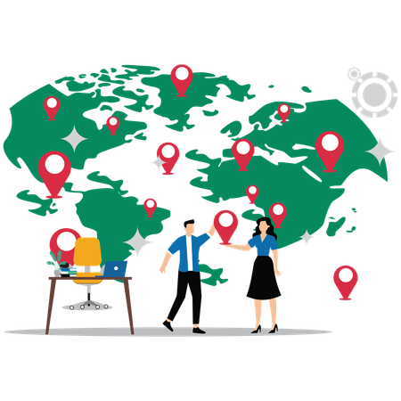 Grow business in global or global expansion strategy  Illustration