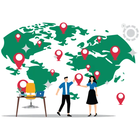 Grow business in global or global expansion strategy  Illustration