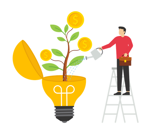 Grow ideas to grow into money  Illustration