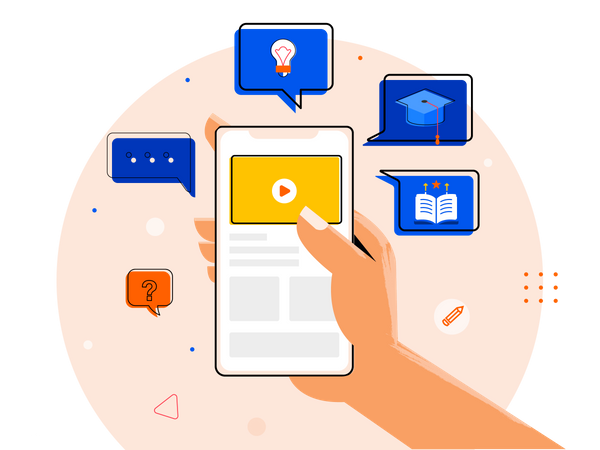 Grow skills by learning online  イラスト